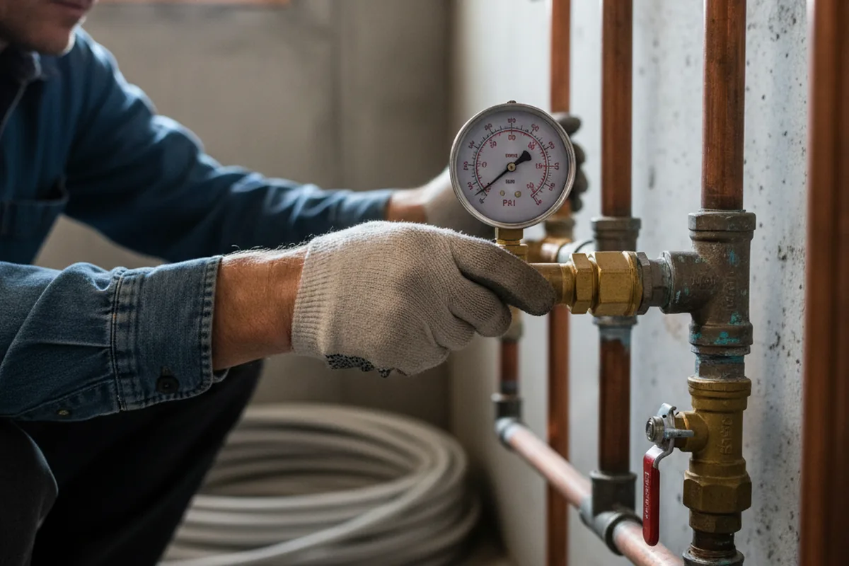 Pressure testing a repaired line during Water Line Repair in Perry Hall